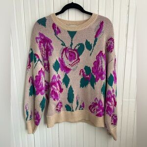 Women’s Fate Brand Floral Print Knit Sweater Size M